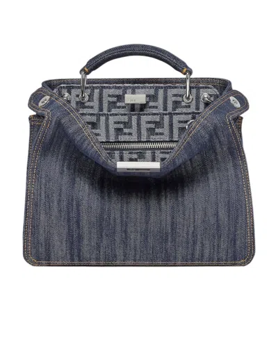 FENDI FENDI PEEKABOO ISEEU MINI DENIM TOTE BAG