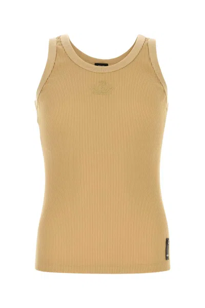FENDI CAMEL STRETCH NYLON TANK TOP