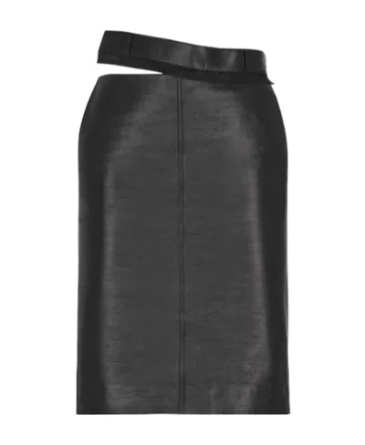 FENDI FENDI LEATHER MIDI PENCIL SKIRT