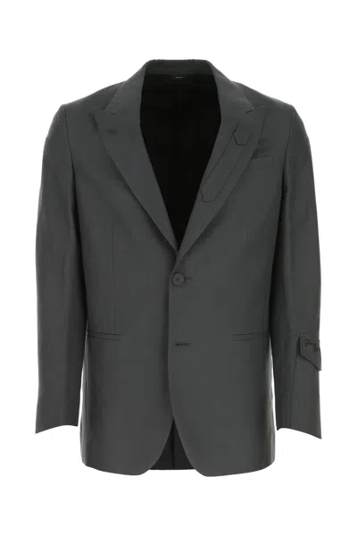 FENDI DARK GREY LINEN BLEND BLAZER