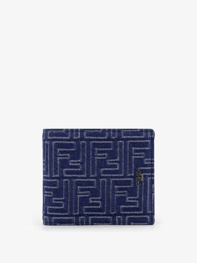 FENDI DENIM-EFFECT FF JACQUARD BI-FOLD WALLET