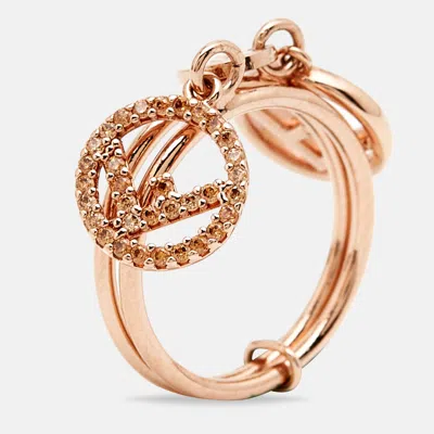 FENDI DOUBLE CHARM ROSE GOLD TONE RING SIZE 49