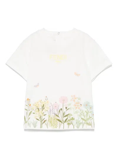 FENDI EMBROIDERED-LOGO T-SHIRT