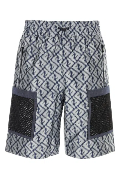 FENDI EMBROIDERED POLYESTER BERMUDA SHORTS