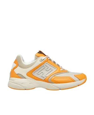 FENDI ORANGE NUBUCK LEATHER LOW-TOPS