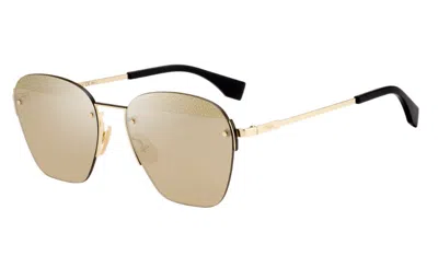 FENDI FENDI FDM FFM0057/S J5G SUNGLASSES 0010 PALLADIUM GOLD MIRROR LENS 55-17-145