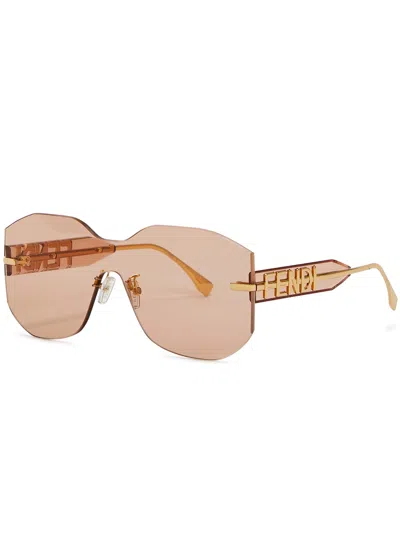 FENDI FENDI FENDIGRAPHY RIMLESS SHIELD SUNGLASSES, SUNGLASSES, RIMLESS FRAME