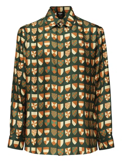 FENDI FF ARALDIC-PRINT SHIRT