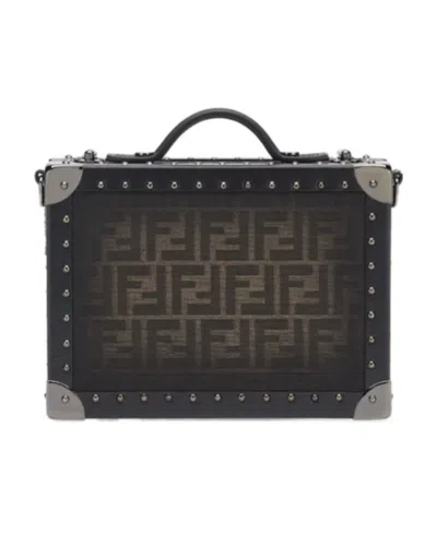 FENDI BROWN FF FABRIC SUITCASE