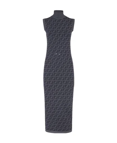 FENDI FENDI FF MOTIF SLEEVELESS MAXI DRESS