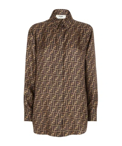 FENDI FENDI ALL-OVER FF JACQUARD LONG-SLEEVED SHIRT