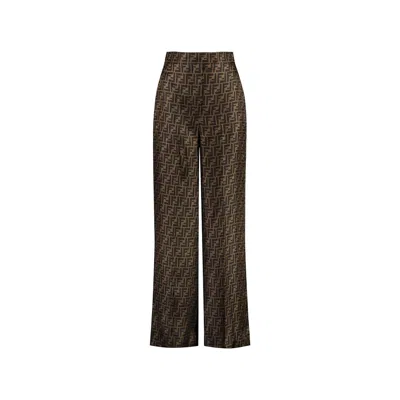 FENDI FF MONOGRAM SILK TROUSERS
