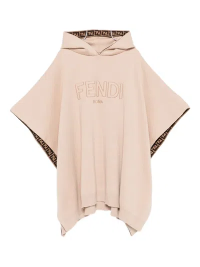 FENDI FF-MOTIF HOODED PONCHO