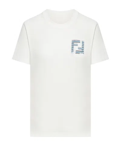 FENDI FENDI LOGO EMBROIDERED CREWNECK T-SHIRT