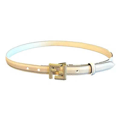 FENDI FENDI FF STUDDED SKINNY IVORY LATTE BELT SIZE 85