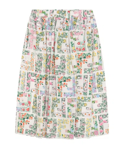 FENDI FLORAL-PRINT PLEATED SKIRT