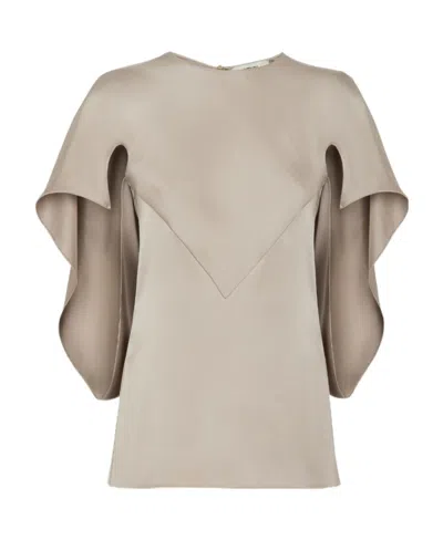 FENDI DOVE GREY SATIN BLOUSE