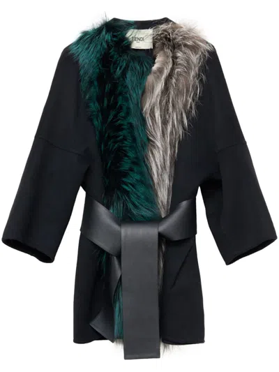 FENDI FUR-TRIM WOOL COAT