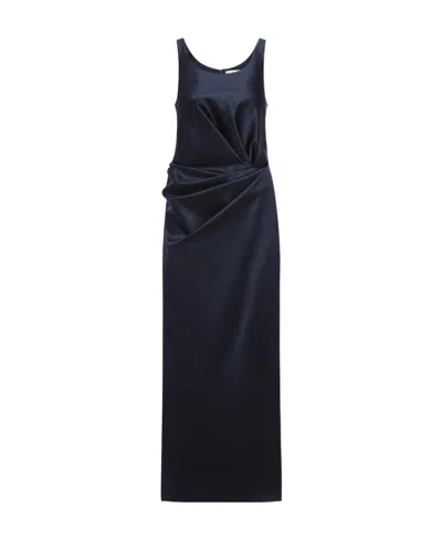 FENDI FENDI GATHERED STRAPLESS SATIN DRESS