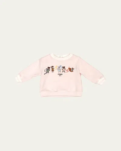 FENDI GIRL'S GRAPHIC LOGO-PRINT SWEATSHIRT