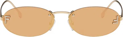 FENDI GOLD 'FENDI FIRST' CRYSTAL SUNGLASSES