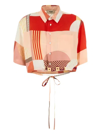 FENDI GRAPHIC-PRINT CROPPED SHIRT