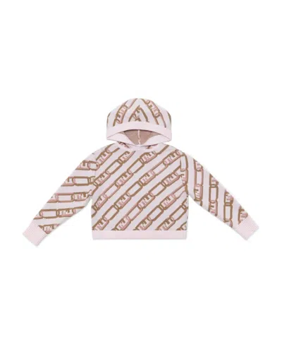 FENDI FENDI KIDS CHAIN-LINK INTARSIA KNITTED HOODIE