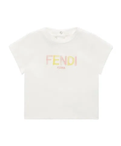 FENDI FENDI KIDS LOGO DETAILED CREWNECK T-SHIRT