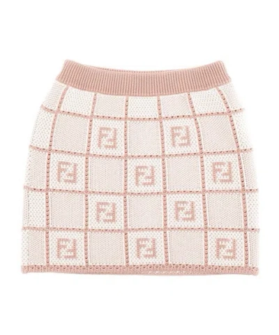 FENDI FENDI KIDS CHECK PATTERN CROCHET SKIRT