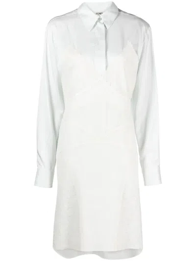 FENDI LACE-DETAIL SILK SHIRTDRESS