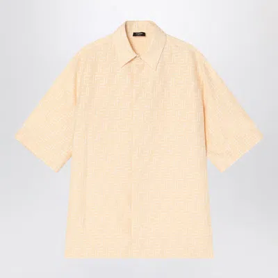 FENDI FENDI LIGHT YELLOW FF JACQUARD LINEN SHIRT MEN