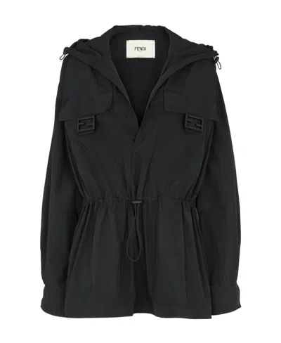 FENDI BLACK NYLON ANORAK