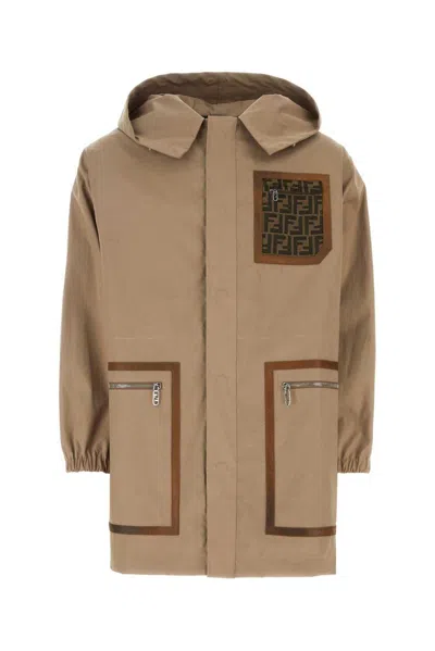 FENDI LOGO DETAILED HOODED PARKA JACKET
