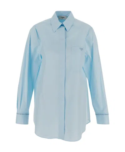 FENDI LOGO-EMBROIDERED COTTON SHIRT