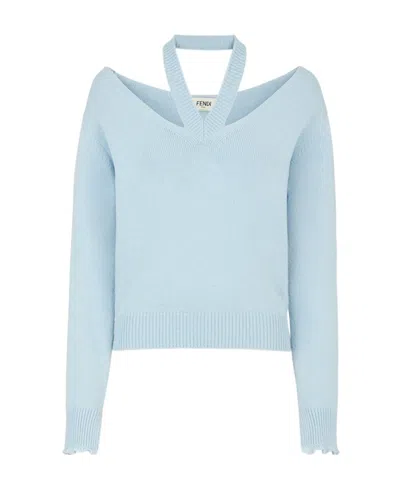 FENDI FENDI OFF-THE-SHOULDER LONG-SLEEVED PULLOVER