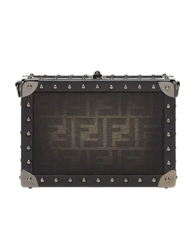 FENDI BROWN FF FABRIC SUITCASE