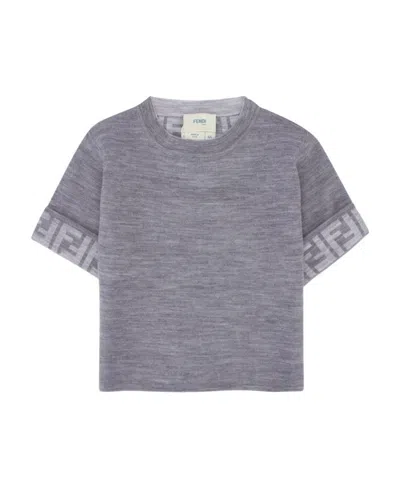 FENDI FENDI KIDS CREWNECK SHORT-SLEEVED SWEATER