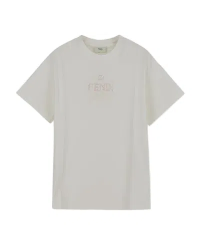 FENDI LOGO-PRINT COTTON T-SHIRT