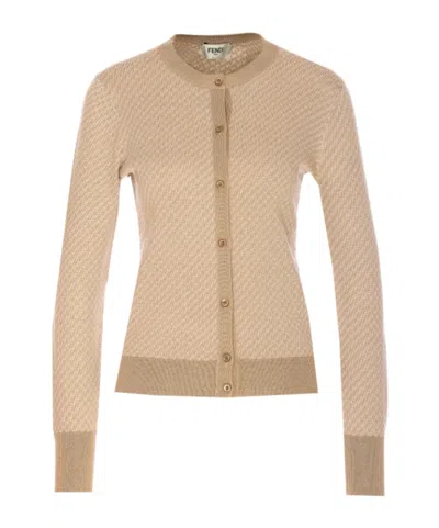 FENDI FENDI CREWNECK BUTTONED KNITTED CARDIGAN