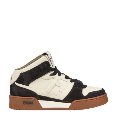 FENDI WHITE LEATHER HIGH-TOPS