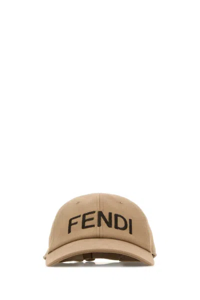 FENDI FENDI MEN CAMEL STRETCH COTTON BASEBALL CAP