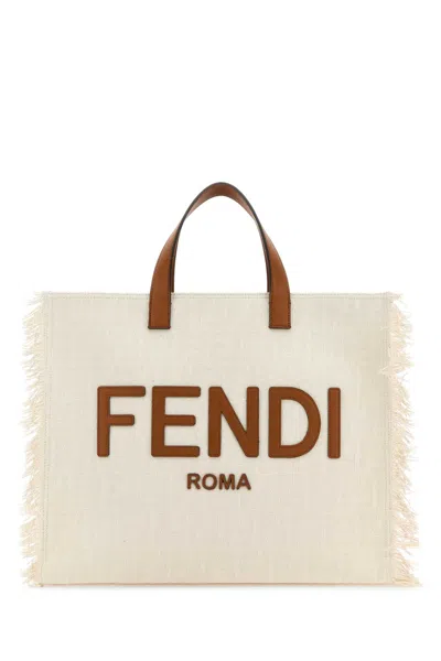 FENDI FENDI MEN EMBROIDERED JACQUARD FF SHOPPER SHOPPING BAG