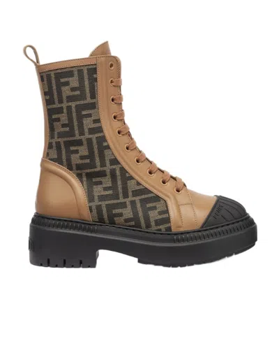 FENDI FENDI DOMINO LACE-UP COMBAT BOOTS