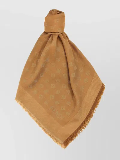 FENDI MONOGRAM SQUARE SHAWL FRINGED EDGES