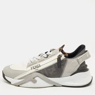 FENDI MULTICOLOR SUEDE AND MESH FLOW LOW TOP SNEAKERS SIZE 40