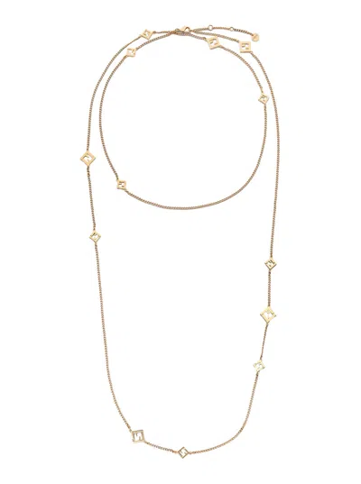 FENDI FENDI WOMEN ‘FOREVER FENDI’ GOLD-COLORED NECKLACE WITH CHAIN DESIGN AND FF PENDANTS IN BRONZE WOMAN
