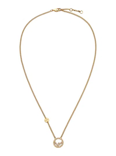 FENDI FENDI WOMEN GOLD-COLORED NECKLACE WITH ROUND F PENDANT AND LOBSTER CLASP IN BRONZE WOMAN