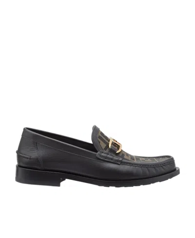 FENDI FENDI FF LOGO PATTERN SLIP-ON LOAFERS