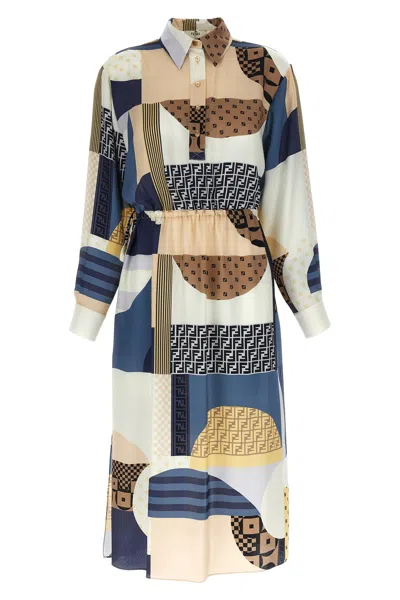 FENDI PATCHWORK SILK DRESS