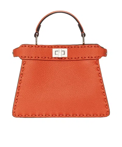 FENDI ORANGE SELLERIA BAG WITH 306 HAND-SEWN TOPSTITCHES